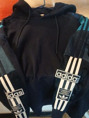 Mens Medium Button Sleeve Adidas Hoodie